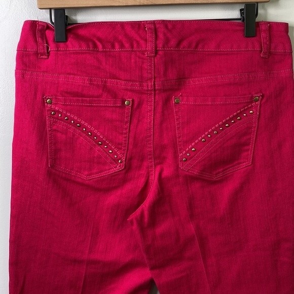 Style & Co Pink Capri Jeans Stretchy Barbiecore Embroidery Brass Stud Detail - Picture 6 of 14